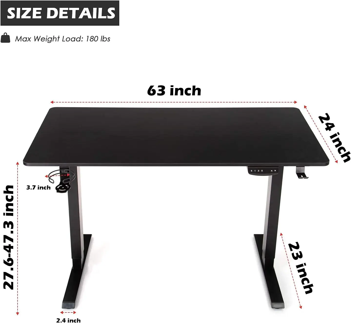 Heavy Duty Dual Motor Height Adjustable Standing Desk Electric Dual Motor Home Office