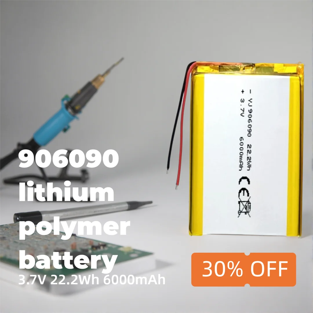 

906090 3.7V 6000mAh Rechargeable Li-ion Battery with Overcharge & Short-Circuit Protection for Electronics