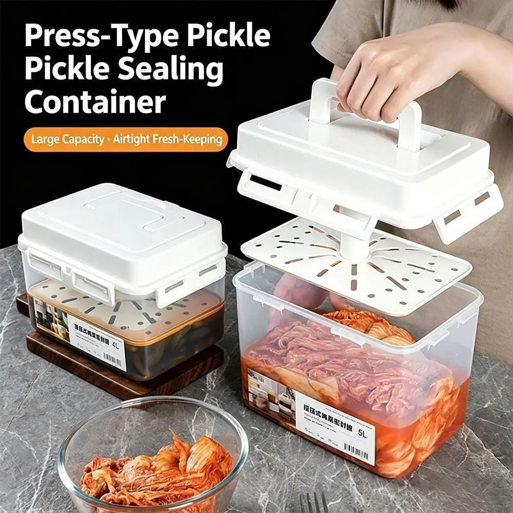 Plastic Pickle Fermentation Container Food Grade Fresh Keeping Pickled Vegetable Jar Sealed Lid Pickle Storage Box Food Storage