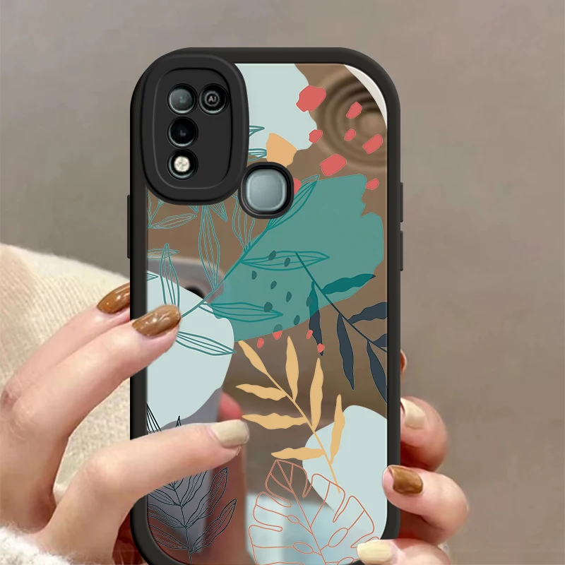 Greenery  Fasion Mirror Surface For Infinix HOT 9 10 10S LITE 11 PRO NOTE 7 8 SMART 5 6 NFC PLAY Makeup Mirror Coque Cover Funda