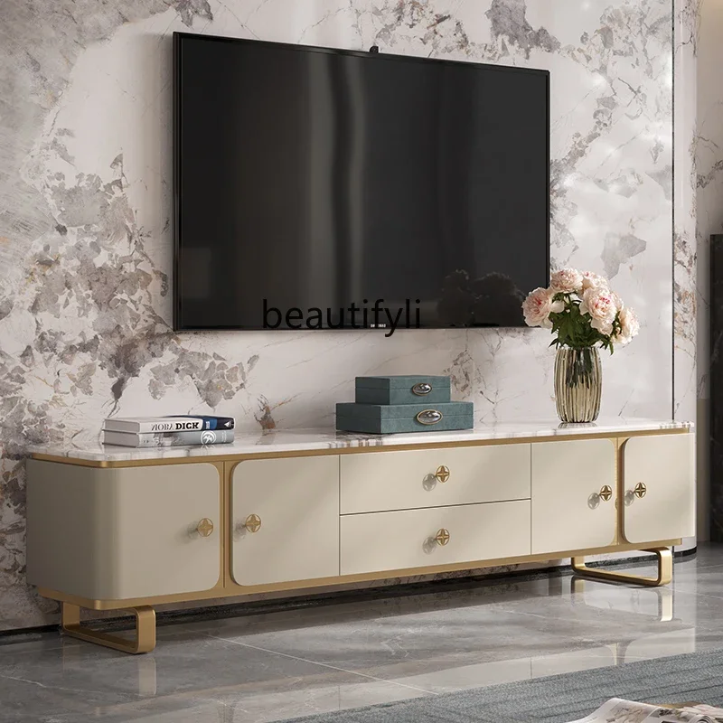 Light luxury TV cabinet, living room model room furniture, modern fashion and simplicity, high-end marble floor cabinet