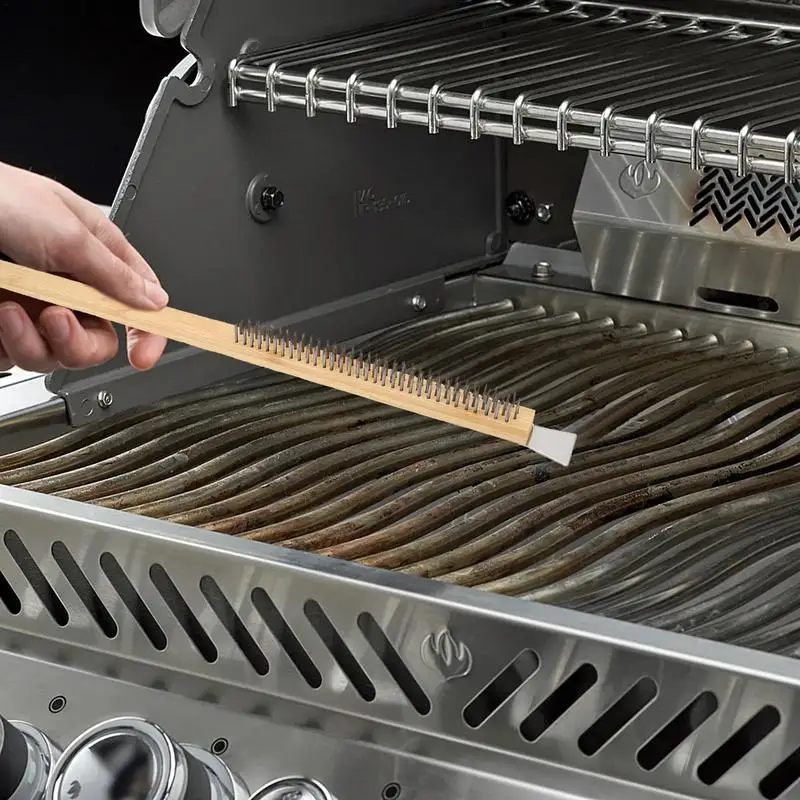 Pizza Oven Brush With Scraper Long Handle Ash Rake Pizza Turning Spinner Fork Oven Grill Cleaning Oven Brush with Aluminium