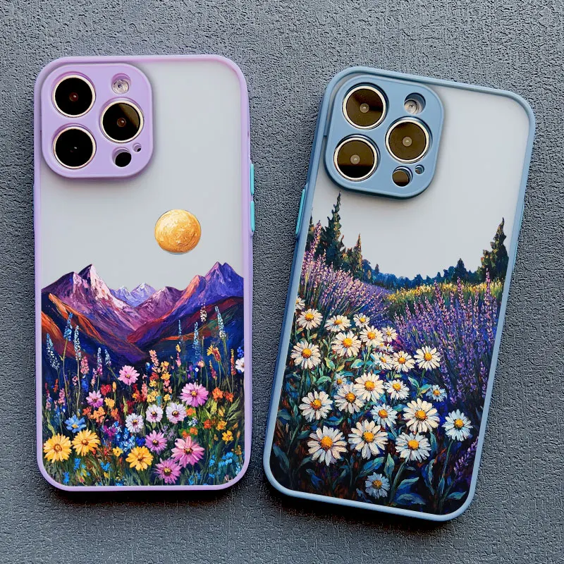 INS Intermountain Gänseblümchen-Blumendruck Handyhülle für iPhone 17 16 15 14 Pro Max Plus 13 12 Mini 11 Pro Max XR XS X Rückseiten-Cover – Detail 12
