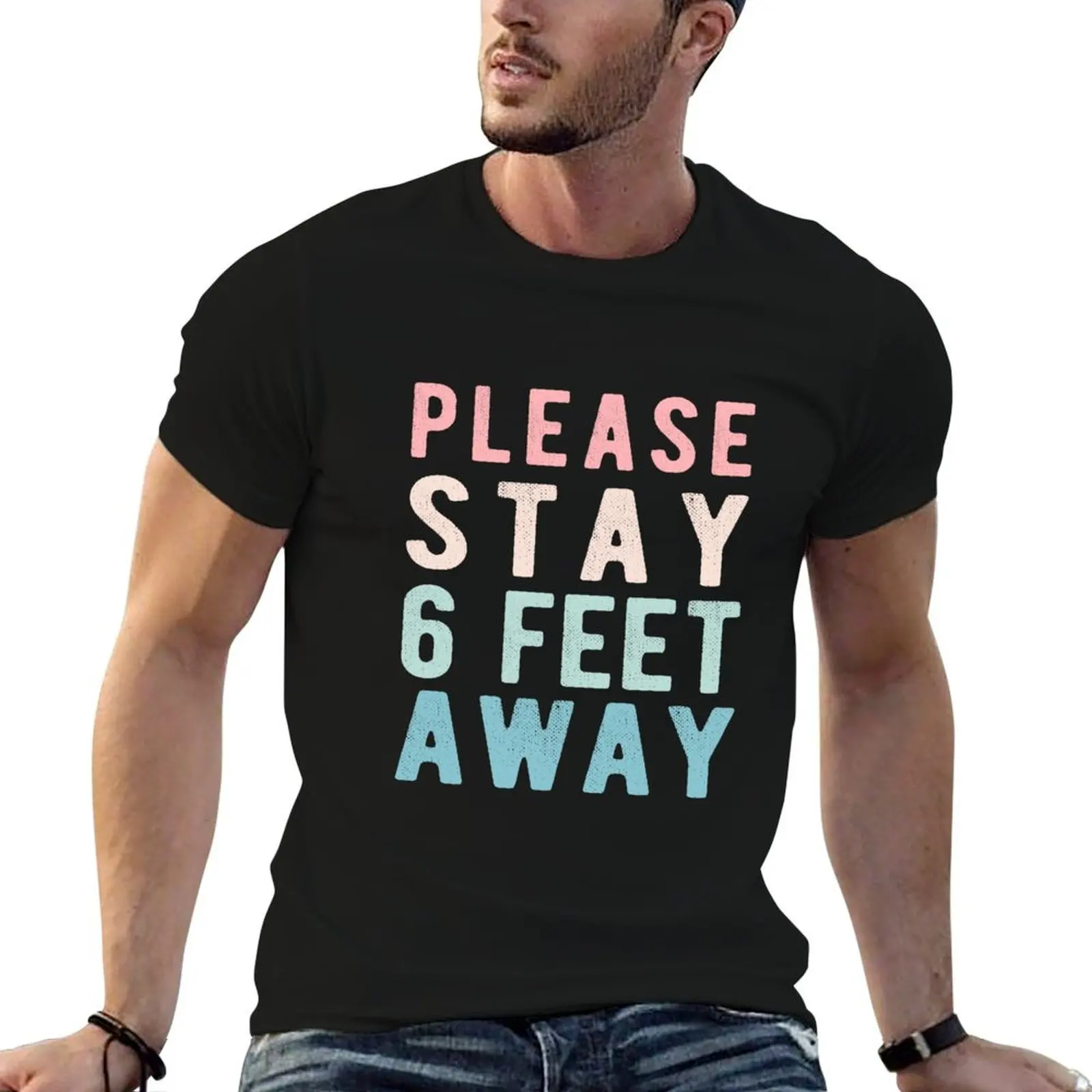 

PLEASE STAY 6 FEET AWAY T-Shirt boys animal print summer clothes tops anime figures mens graphic t-shirts hip hop