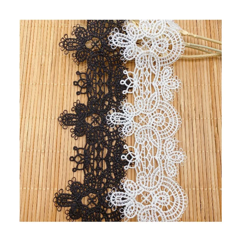 

15 ярдов аксессуары для пижам, черно-белые аксессуары для одежды с компьютерной вышивкой, кружево