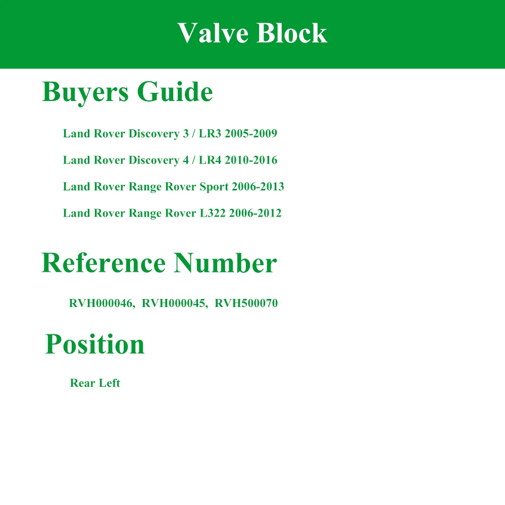 Rear Left Air Suspension Solenoid Valve Block For 2005-2016 Land Rover Discovery 3 4 LR3 LR4 Range Rover Sport L319 L320 L322