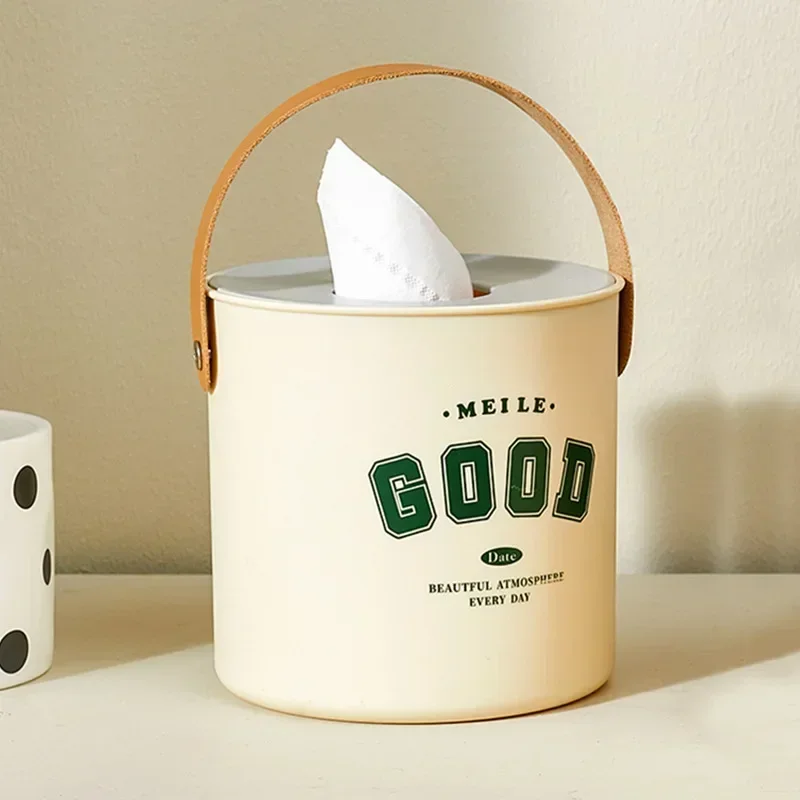 Round Toilet Roll Paper Container Living Room Bedroom Napkin Holder Home Toilet Paper Storage Desktop Tissue Box Dustproof