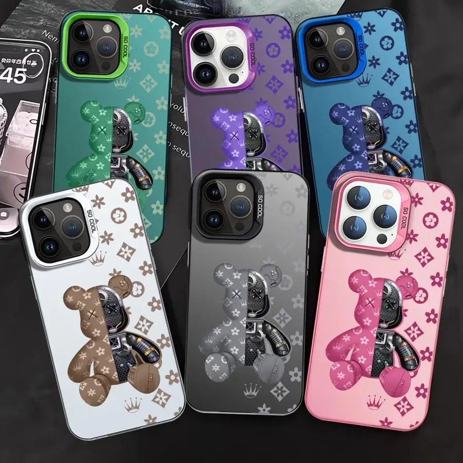 Fashion Cute R-Robert Bear Phone Case For Tecno Spark Go 30C 20 10 7 Pova 6 Camon 20 15 itel P36 A48 S23 Pro 4G 5G Matte Cover