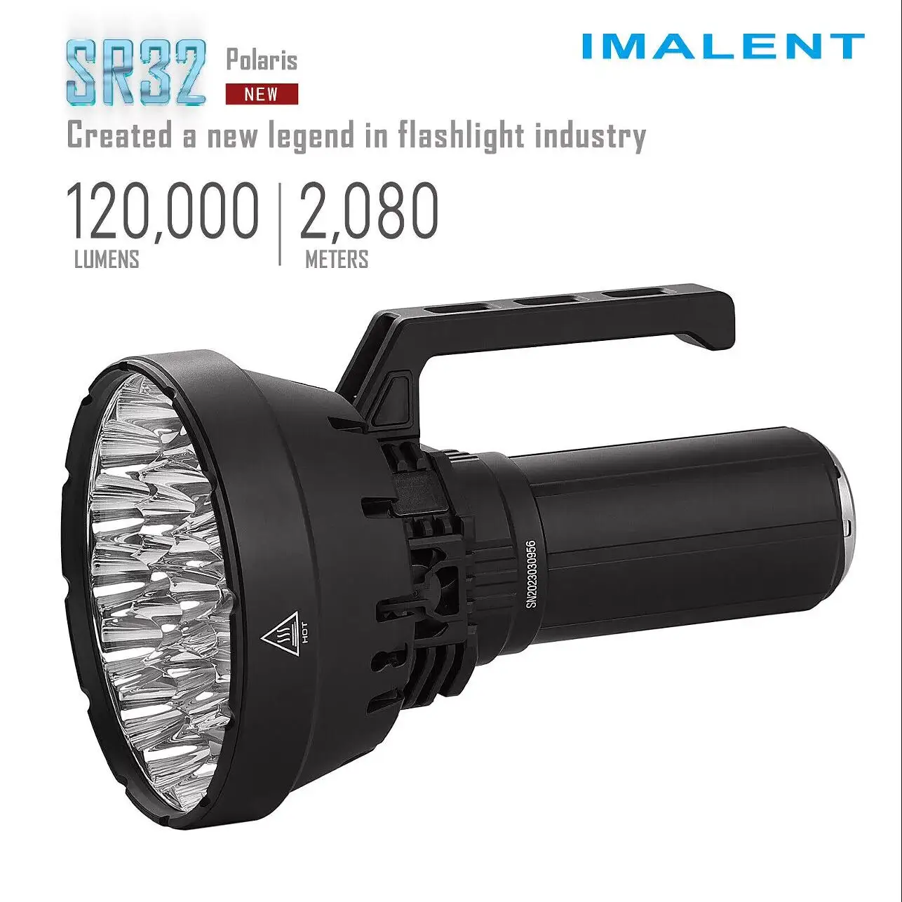 IMALENT SR32 Brightest Flashlight 120000 Lumens High Power LED Lantern Rechargeable Light Professional Searchlight 32 Leds Torch