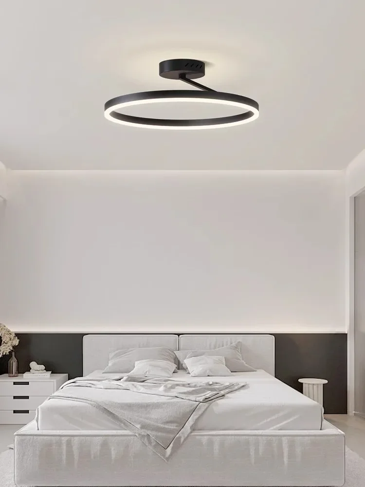 Imagem -03 - Minimalismo Moderno Redondo Led Luzes de Teto Lustre Pintado Branco Preto Alumínio Lâmpadas Teto Casa Quarto Montado Luminárias