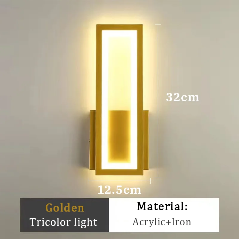 وحدة إضاءة LED جداريّة مصباح الحديثة الحد الأدنى الجدار ضوء الاكريليك ثلاثي الألوان عكس الضوء 16 واط التلفزيون خلفية غرفة نوم السرير الدرج ديكور المنزل