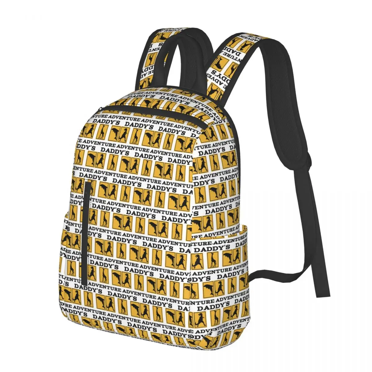 

Daddy's Adventure -Yellow Patch Student Backpack School Bag Hiking Travel Daypack for Men Women Bookbag Shoulder Bags