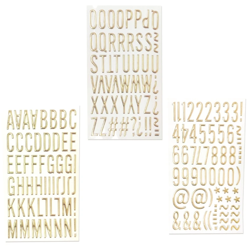 3D Metallic Letter Number Sticker for Scrapbooking Journal Notebook Photo Album