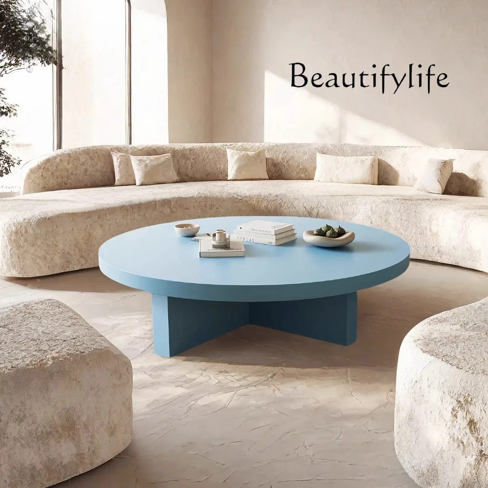 

Blue round matte paint coffee table tea table living room designer fashion new high sense