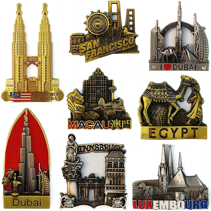 

Macau Souvenirs San Francisco Fridge Magnets Hongkong Dubai Singapore Brugge Innsbruck Refrigerator Stickers Birthday Gifts
