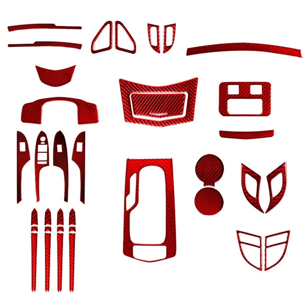 Carbon Fiber Interior Red Parts Decorative Modify Stickers Car Accessories For Cadillac ATS ATS-L 2013 2014 2015 2016 2017-2019