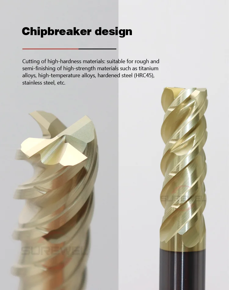 SUREWEL Vollhartmetall-Hochgeschwindigkeits-Dynamikfräser für Titanlegierungen, Hochtemperaturlegierungen, Nickel, Edelstahl – Detail 6