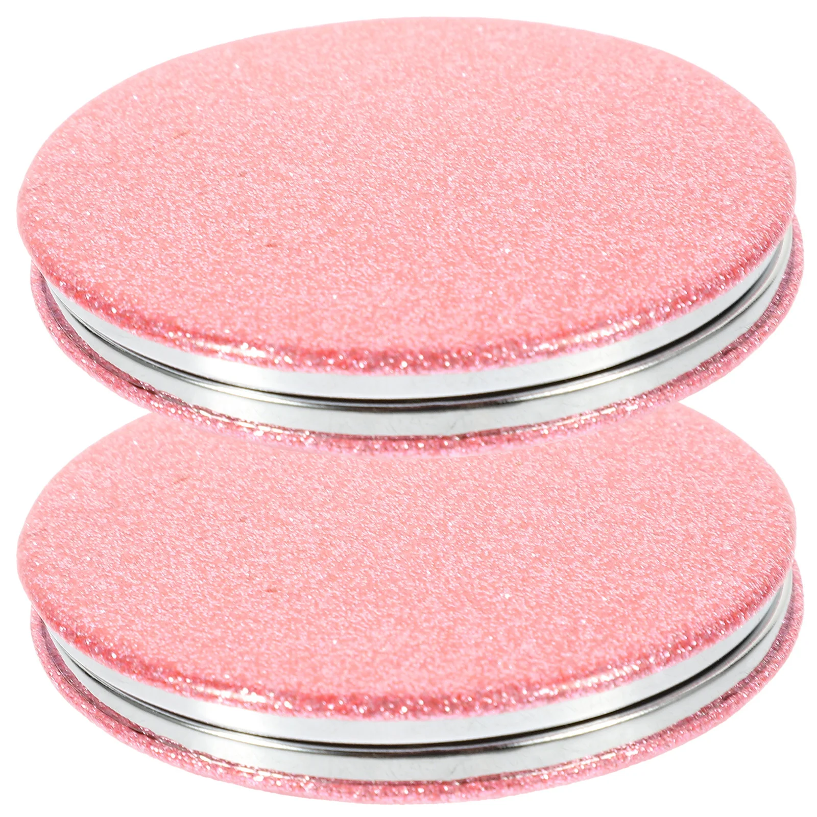 2Pcs Compact Makeup Mirror Glitter PU Small Portable Travel Pocket Mirror for Girls Women Small Hand Mirrors