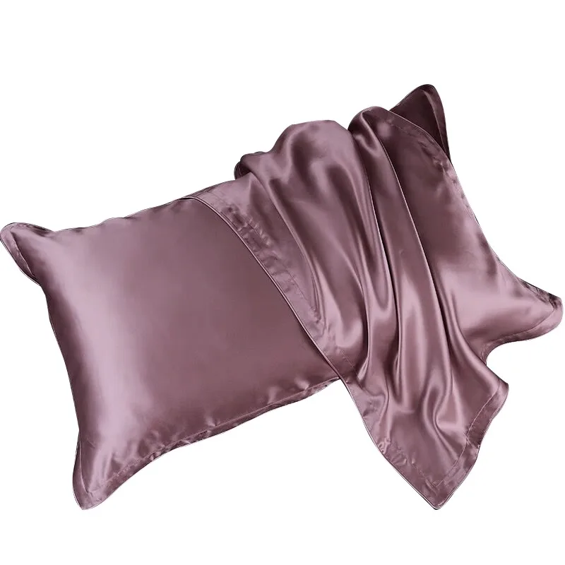 One Pair Normal wide Type Silk Pillowcases 100% Mulberry Silk Ivory Pink Purple Colors  74 x 48 cm Ordinary  Style on sale