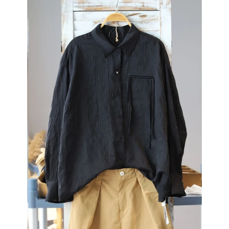 

Large Size 300 Pou European Sle Pleated Lyocell Long Sve Sun Protection irt Casual Thin Spring Summer Outerwear for...