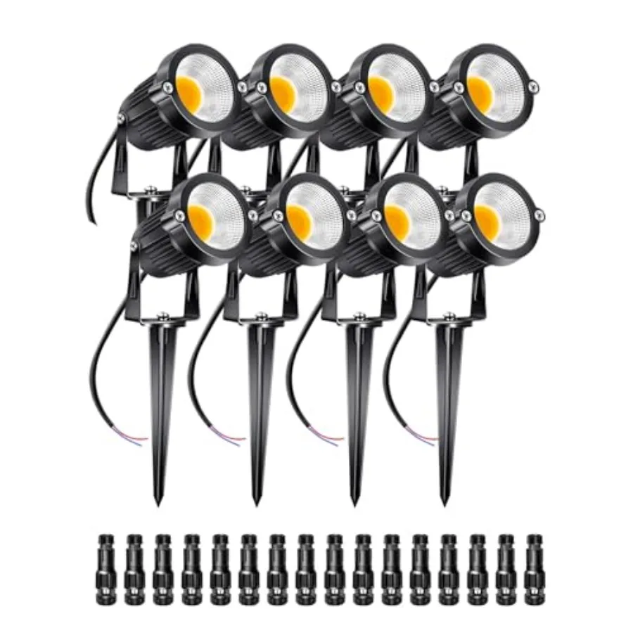

5W Low Voltage Landscape Lights Outdoor 12V AC/DC LED Landscape Lighting 3000K Warm White Waterproof Garden Spotlights 500LM CO