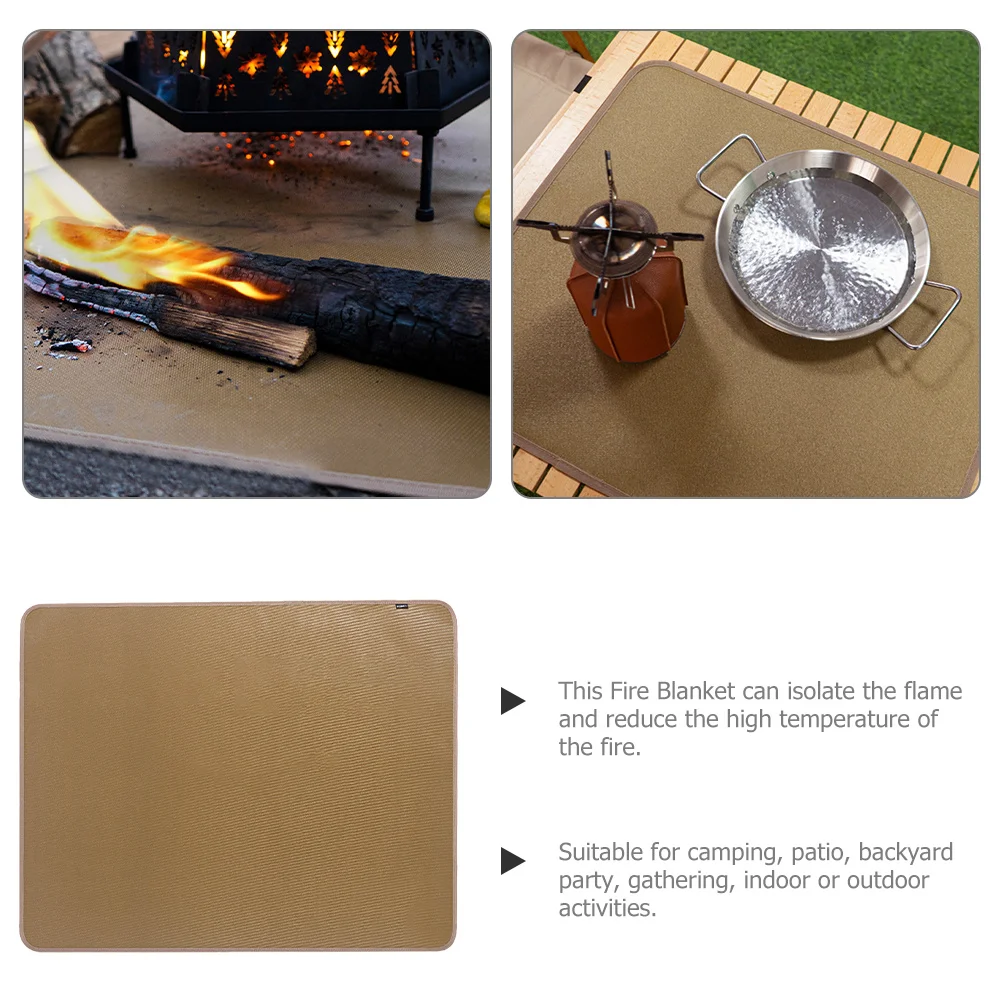 1 set di coperta ignifuga per griglia da campeggio con custodia, tappetino resistente al calore per braciere da esterno, fuoco portatile in fibra di vetro