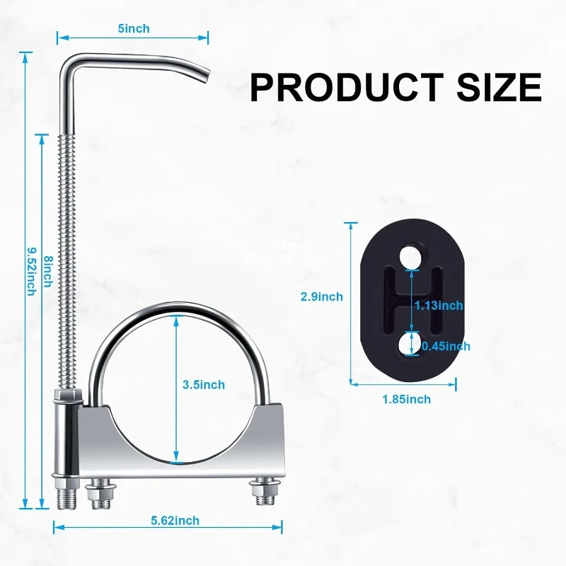 Car Truck Exhaust Pipe Universal Rubber Exhaust Hangers 2.5/3 inch Exhaust Clamp with Hanger Rear Muffler Parts - view 5