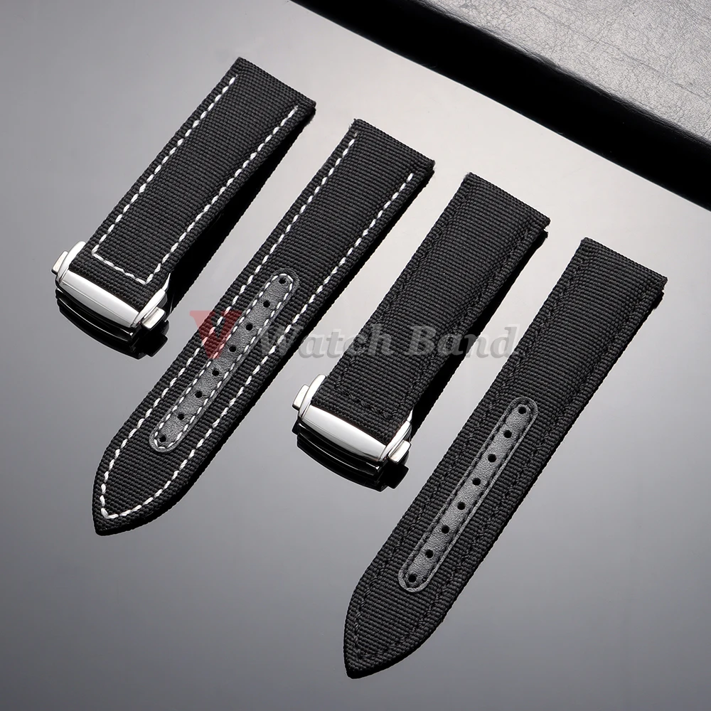 Canvas Nylon Watchband 20mm 22mm for Omega Seamaster 300 Watch Strap for Speedmaster AT150 Folding Buckle Men's Sport Bracelets