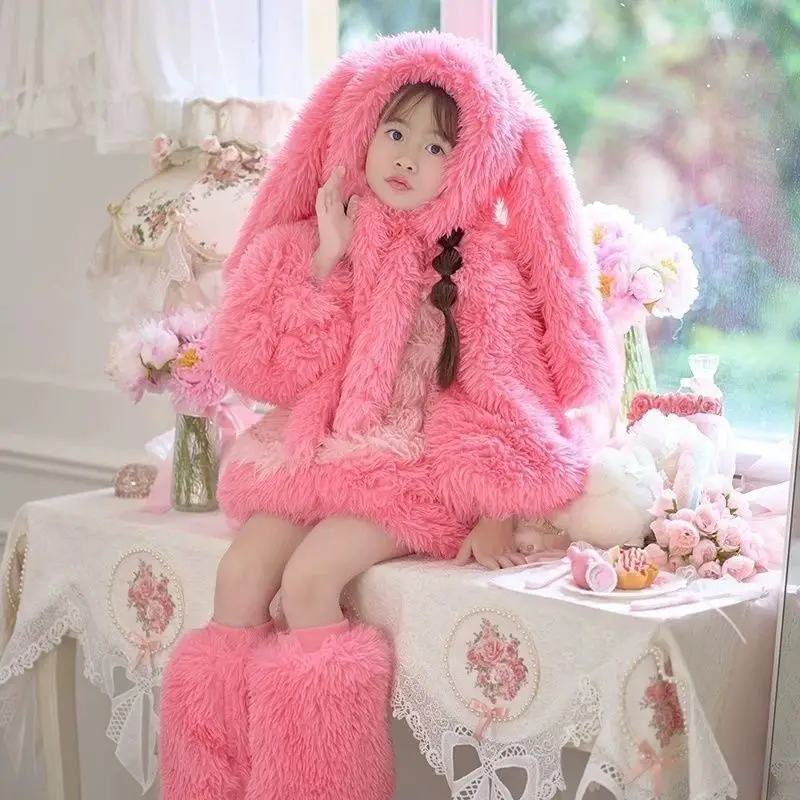 Cartoon Children Adult Cute Plush Rose Pink Rabbit Cosplay Costume Tops Pants Hat Animals Suit for Women Girls Party Outfits