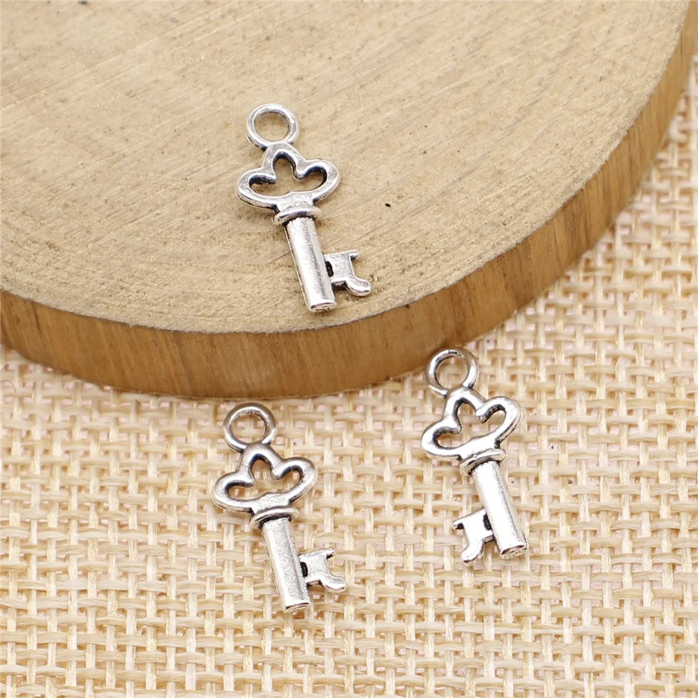 WYSIWYG 40pcs 8x16mm Key Charms Pendants For Jewelry Making DIY Jewelry Findings Jewelry Accessories