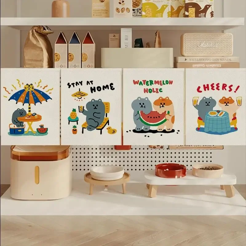 VIKAMA Cute Cartoon Bear Cabinet Cover Curtain Kawaii Summer Fruit Print Fabric Hiding Curtain for Kitchen Shelf Home Decor