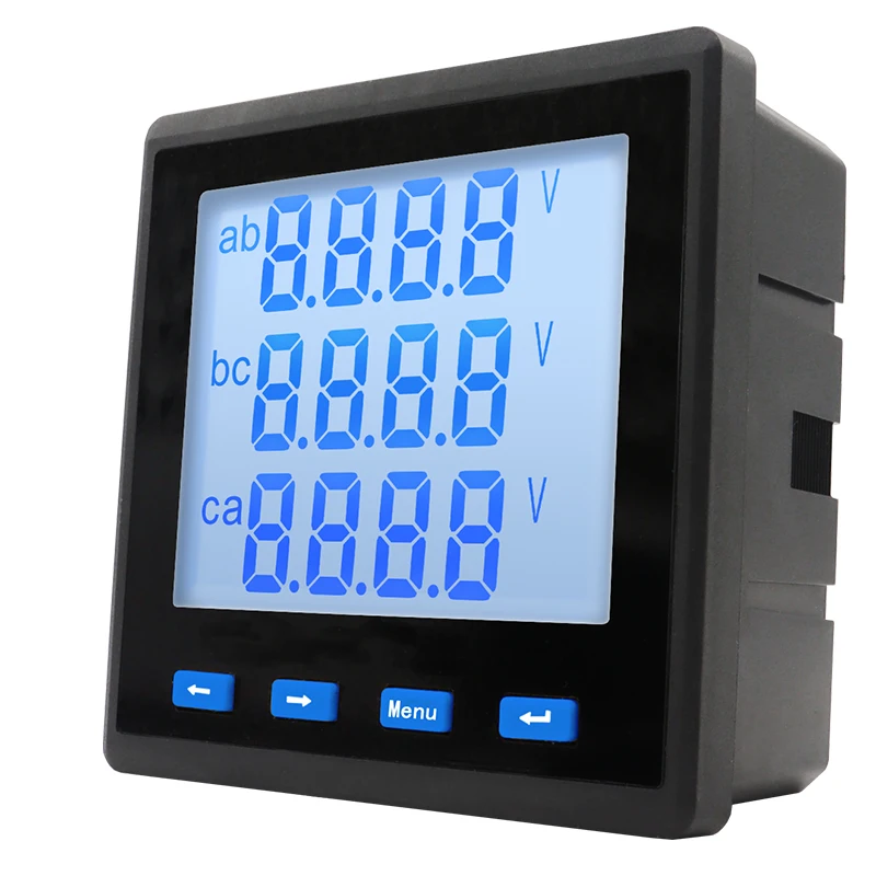 Digital Multi-Function LCD AC Current Panel Meter Ammeter Voltmeter 400V 3 Phase Power Meter RS485 5A With CT