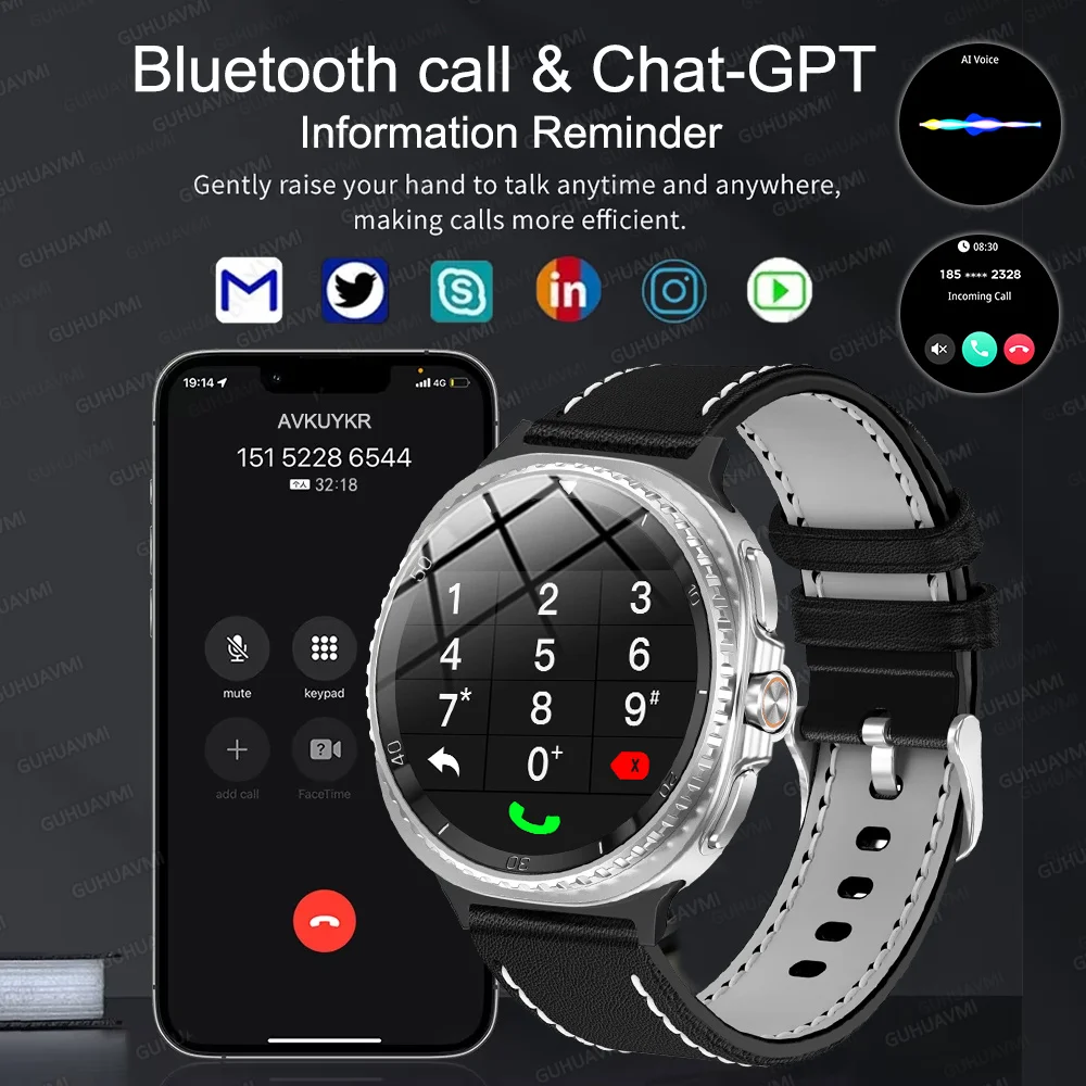 Часы 8 Ultra Classic GPS SmartWatch Компас NFC Мужчины AMOLED Вызов Чат GPT Часы 3ATM Водонепроницаемые Спортивные Фитнес Ms Smartwatch