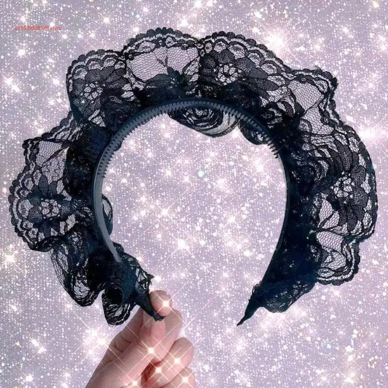 Elegante laço plissado bandana crânio hairband laço francês flor hairhoop para feminino teaparty cabelo moldar ornamento