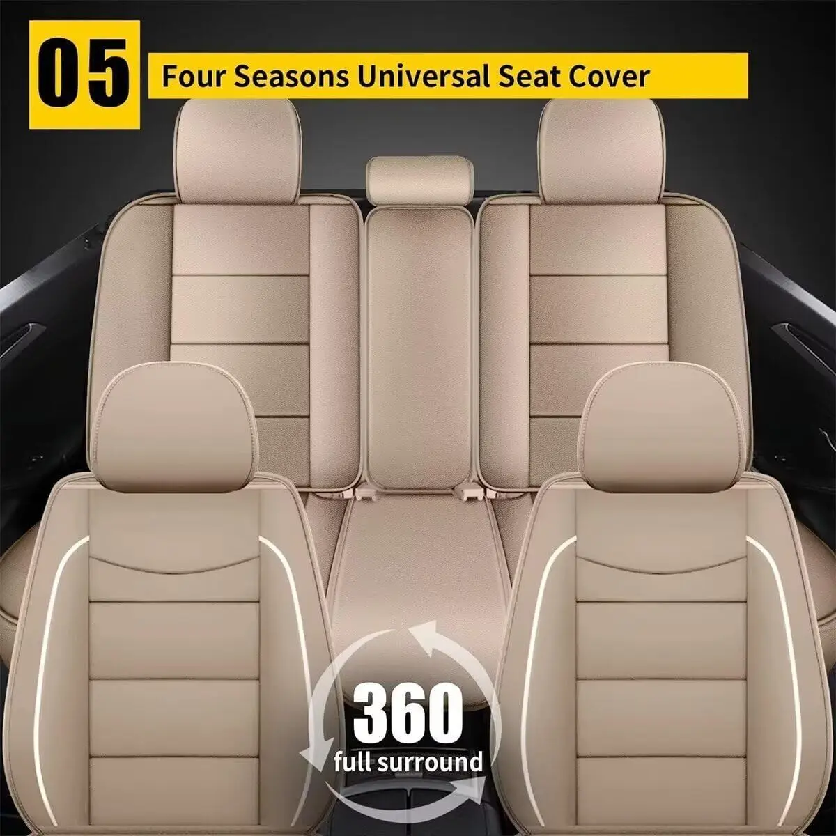 Car 5-Seat Covers For Honda Accord 2003-2017 Faux Leather Full Set Cushion Pad