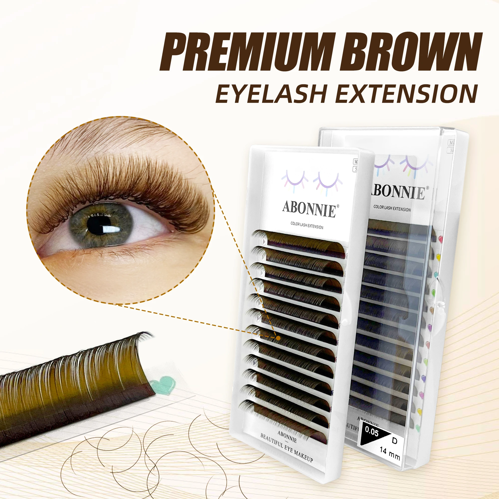 Abonnie Colorful Brown Individual Volume Eyelashes Extensions C D Curl Dark Brown Colored Classic Lashes Extensions