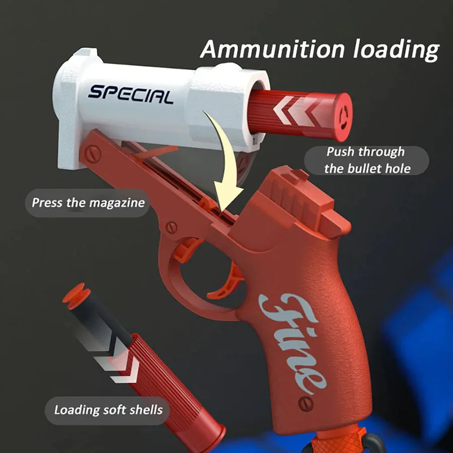 Mini S686 Shell Throwing Soft Bullet Launcher Toy Gun Airsoft Foam Bullet Blaster CS Outdoor Play Gun Children Pistol