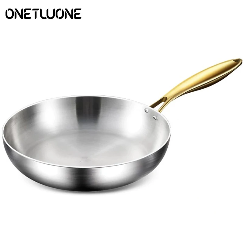

316 Stainless Steel Frying Pan Skillet Fried Steak Wok Nonstick Cooking Pan For Gas Stove Induction Cooker 22/24/26/28/30cm