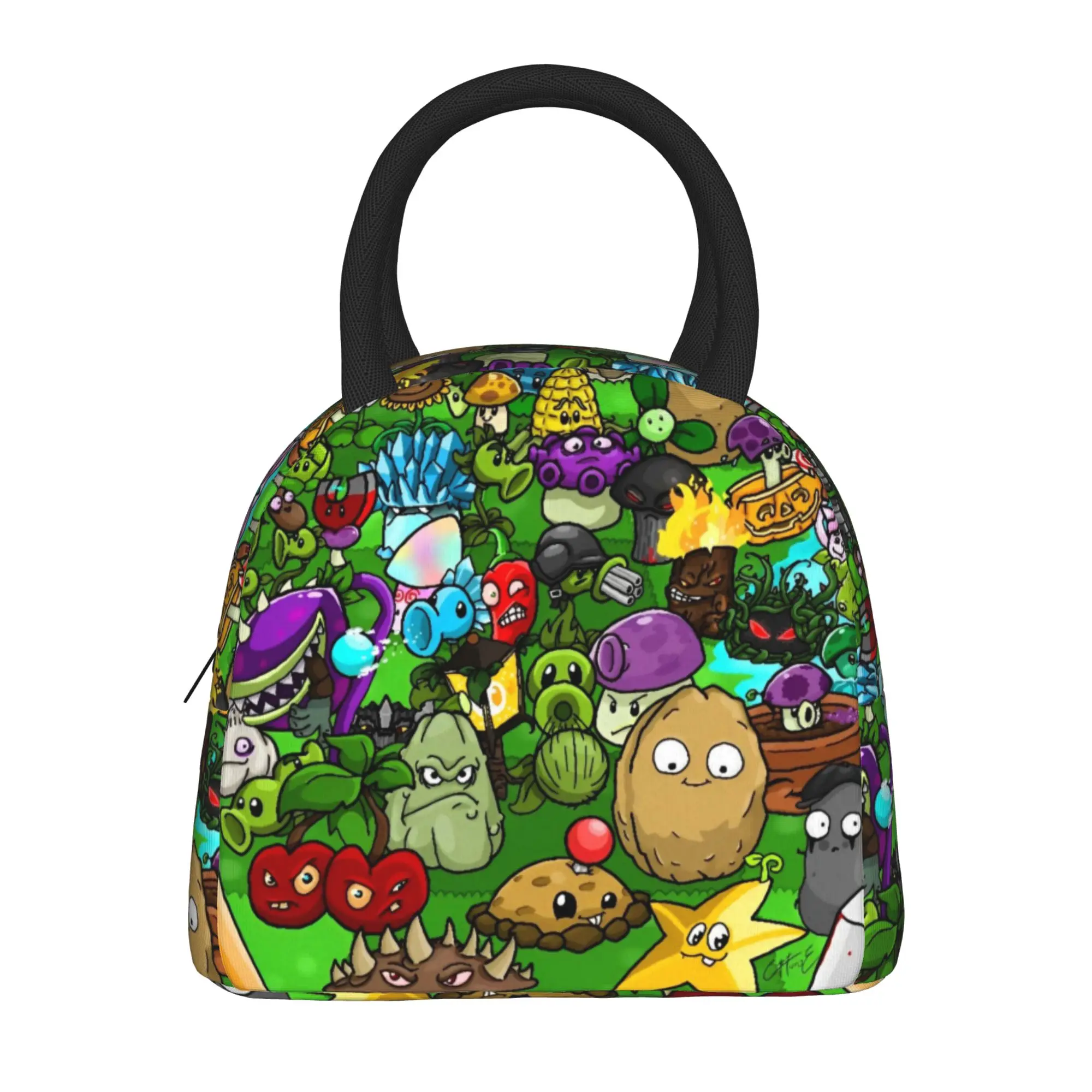 Plants-vs-Zombie cartoon games Thermal Insulated Lunch Bag for Work  Reusable Food Bag Men Women Cooler Thermal Food Box