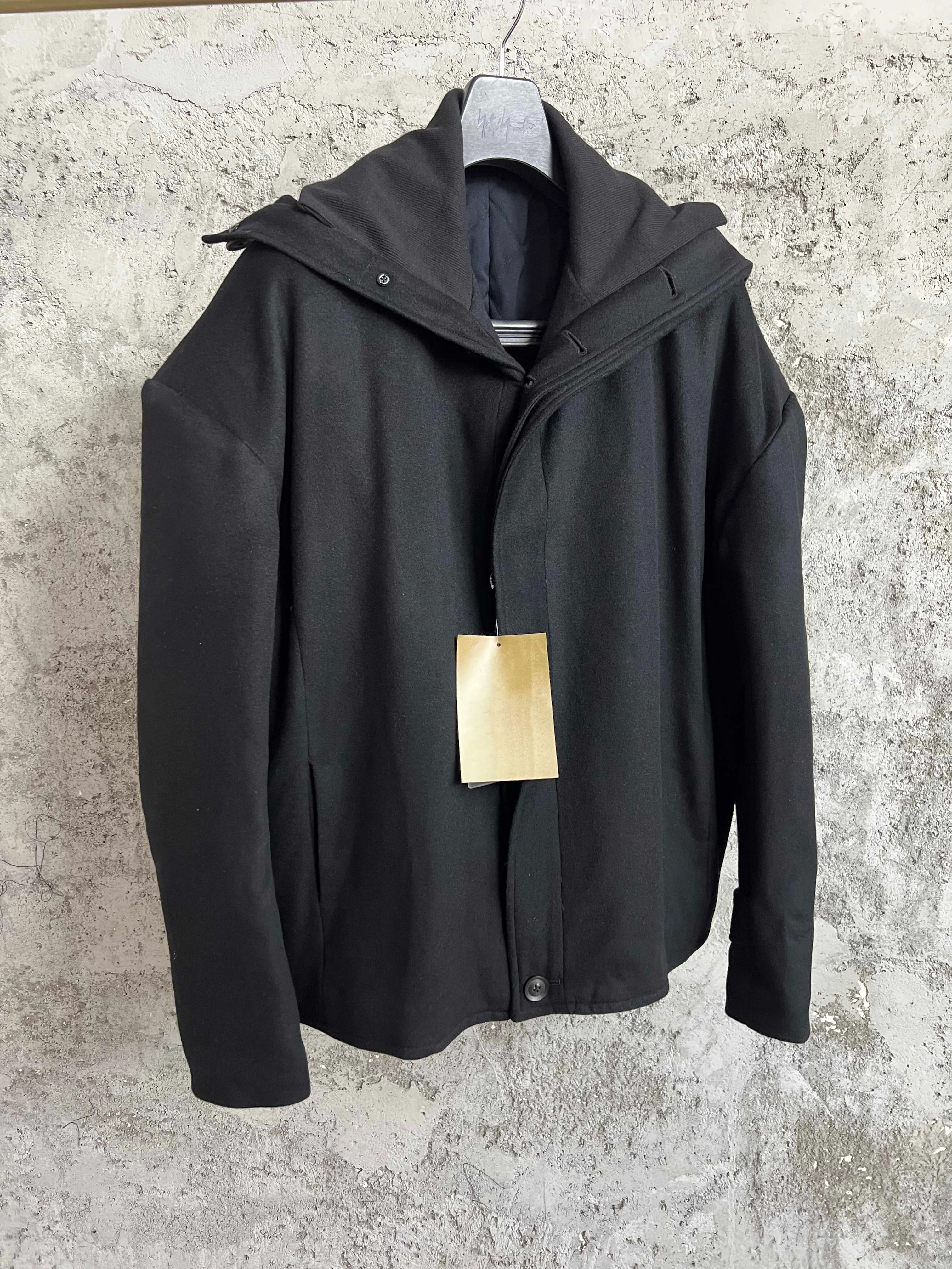 

TOP-YAMAMOTO wool lapel clip cotton jacket Casual black Japanese retro coat, a niche designer