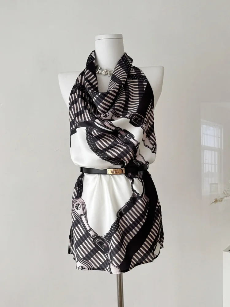 

Блузка во французском стиле с пряной девушкой, поставляется с поясом, диагональные висячие летние новые изысканные красивые топы с завязкой на талии