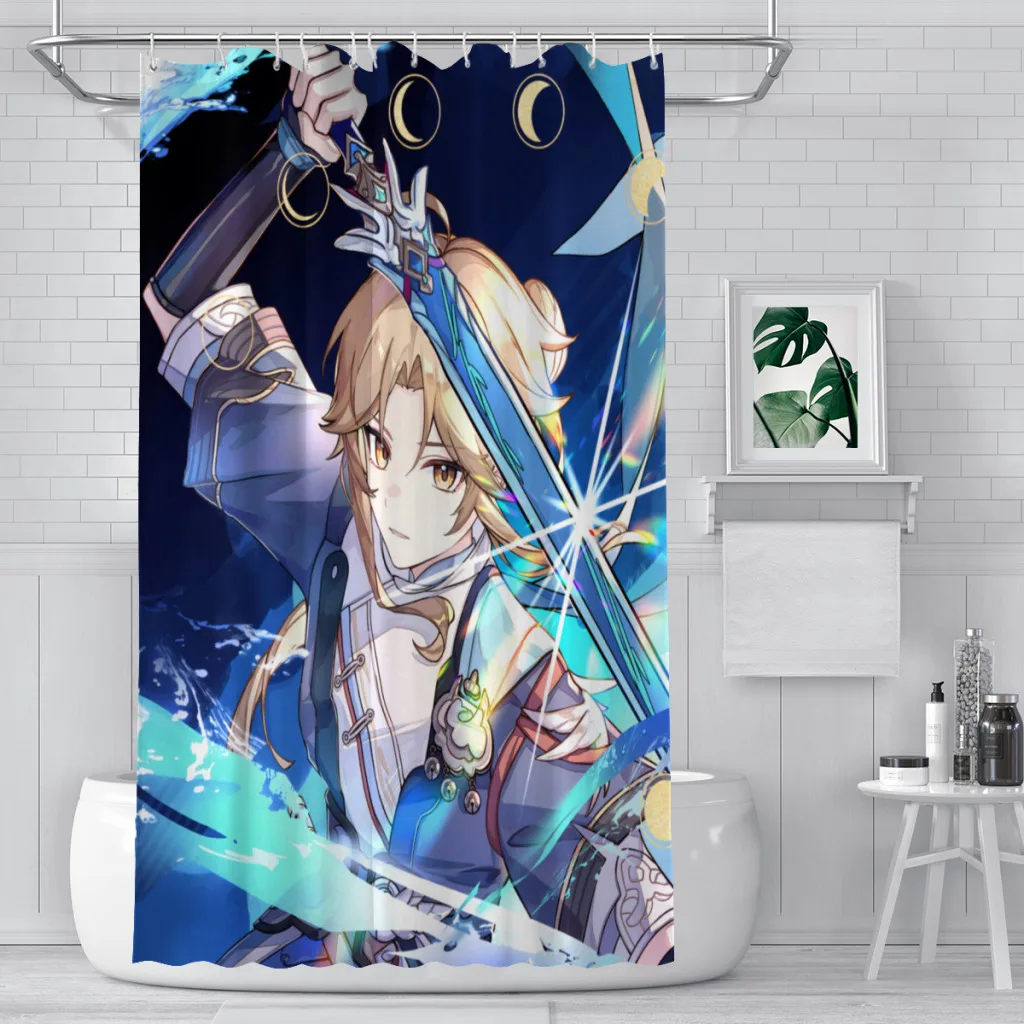 Yanqing Cool Shower Curtains Honkai Star Rail Waterproof Fabric Funny Bathroom Decor with Hooks Home Accessories