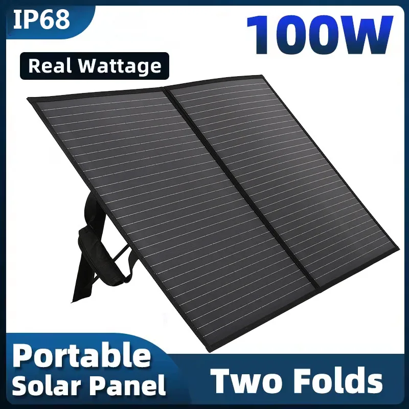 

100W Flexible Solar Panel Charger 18V Portable Folding Solar Generator for Camping Travel Boat RV 23% Efficiency with Bracket