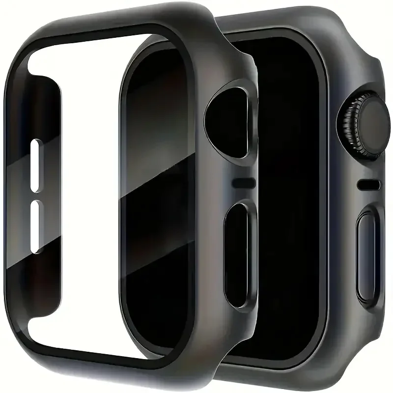 Gehärtetes Glas + Abdeckung für Apple Watch Gehäuse Zubehör 45 mm 41 mm 44 mm 40 mm 42 mm Displayschutzfolie Apple Watch Serie 9 4 5 6 SE 7 8