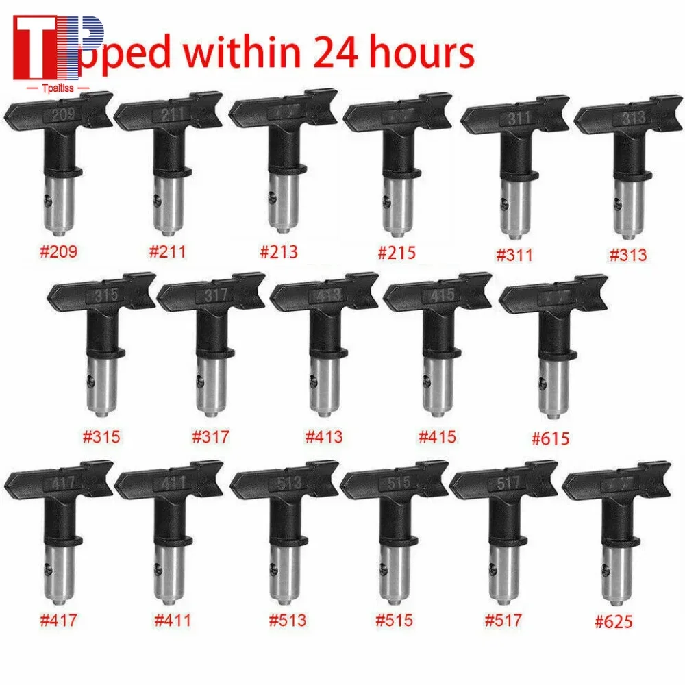 Tpaitlss Airless Spray Gun Tip Nozzle Kit for Titan Wagner Paint Sprayer #209 - 625 for Decoration Road Marking