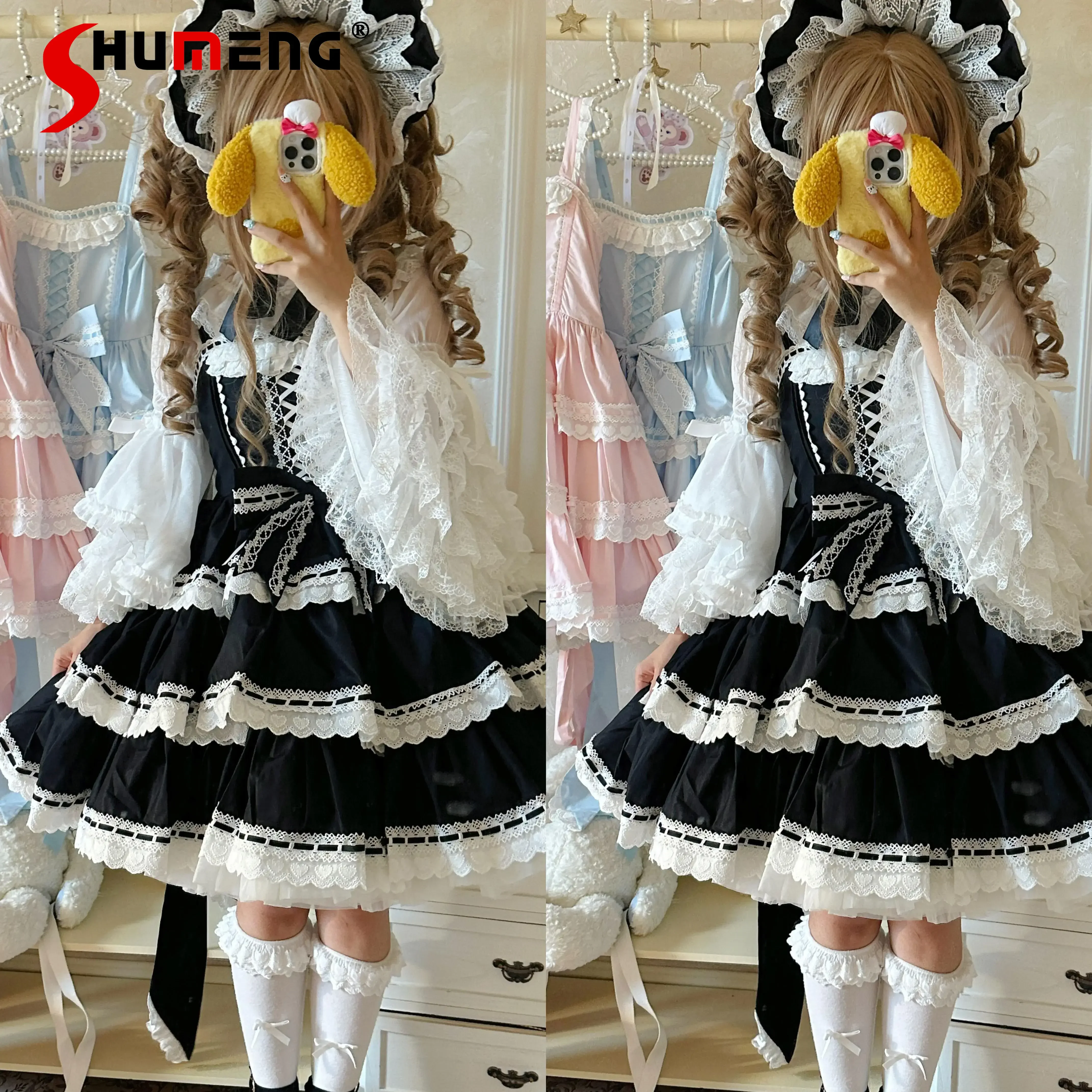 

Original Sweet Lolita Style Princess Dress 2025 Autumn New Japanese Cute Bow Girls Elegant Party Jsk Suspender Dresses Women