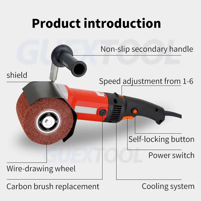 3200W Burnishing Polishing Machine Surface Conditioning Tool Wire Variable Speed Drawing Machine For Wood Metal Stainless Steel