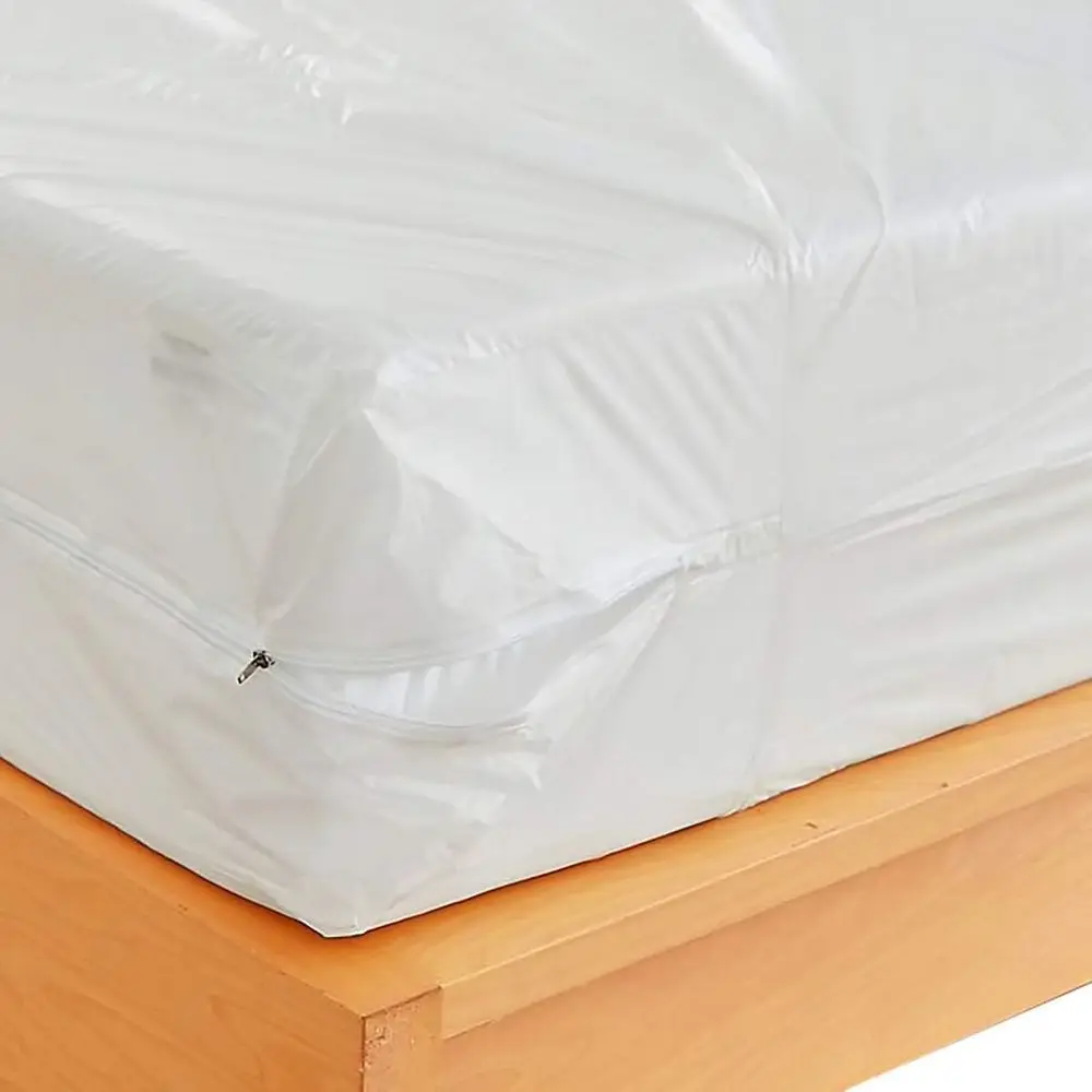 Zippered Plastic Mattress Protector - Twin Size, Waterproof Vinyl Bed Cover