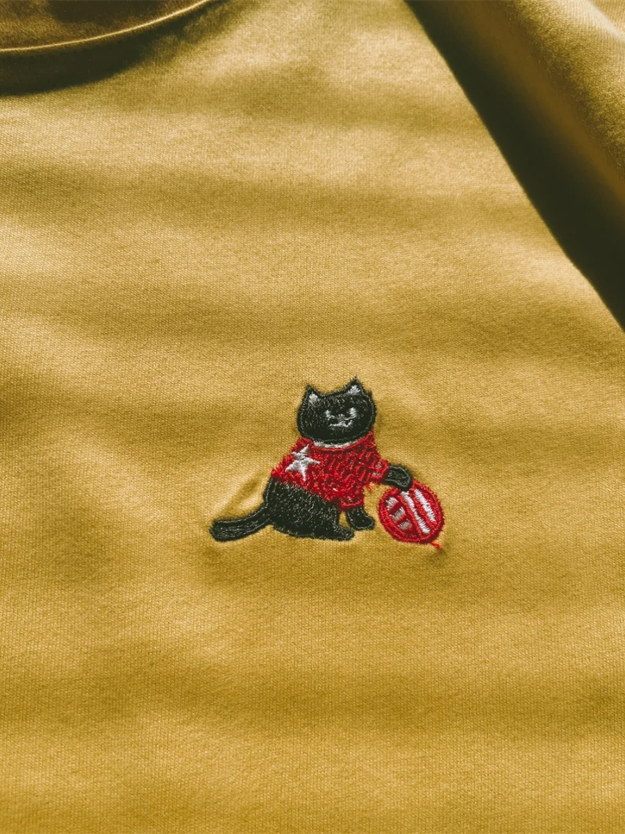 헤비 자수 베이직 오르트 스웨트 퓨어 컬러 티셔츠 연인용 편안한 오르트 스웨트 라운드 넥 퓨어 컬러 티셔츠