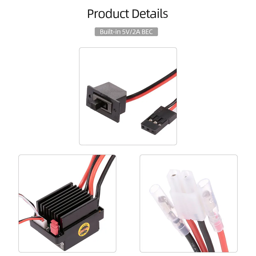 NEEBRC 320A مقاوم للماء نحى ESC 60A وحدة تحكم السرعة الإلكترونية Tamiya/T/XT60 التوصيل 2-3S ل 1/10 RC سيارة الزاحف المحرك محوري